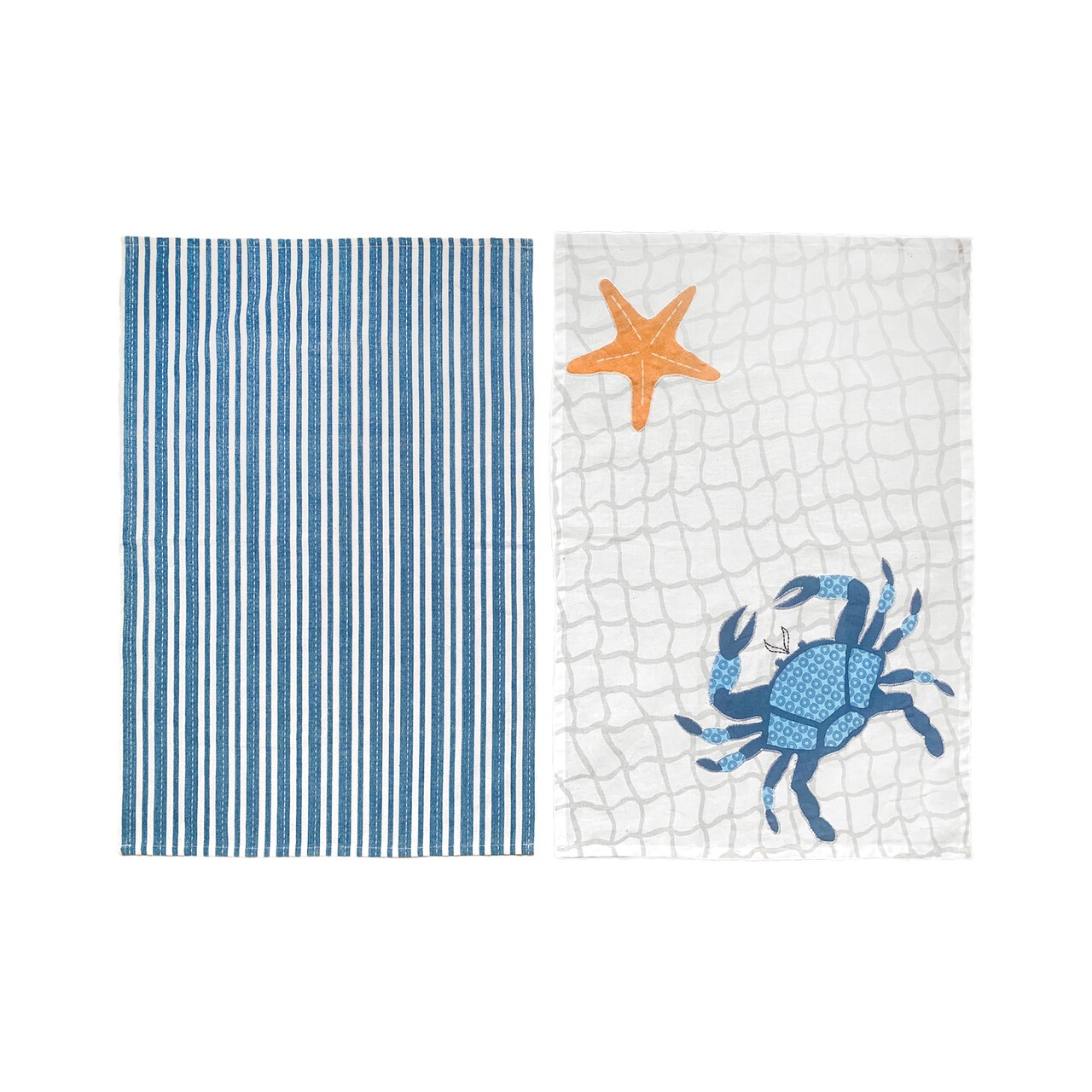 Crab Stripe Printed Kitchen Towel Set of 2